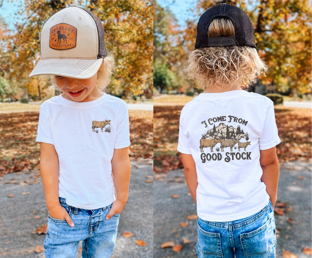Red Stone Rebel Clothing Co. - I Come From Good Stock Kids Western Graphic T-Shirt: 2T / Natural