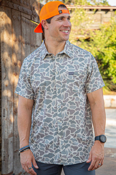 BURLEBO - Performance Button Up - Classic Deer Camo