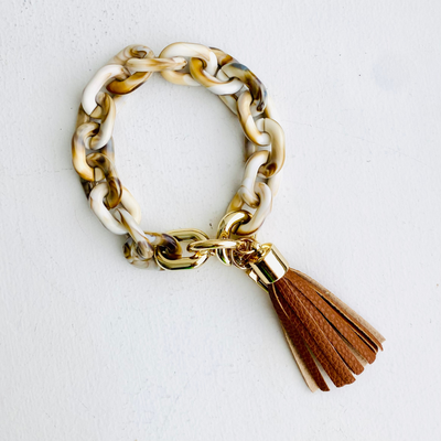 Tiny Gift Society - Chain Link Bangle Keychain | Boho Acrylic Wristlet Key Ring