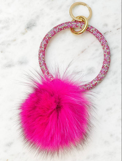 Pom Pom Crystal Bangle key ring